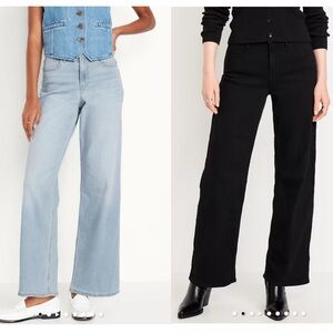 Old Navy High-Waisted Wow Wide-Leg Jeans- Black Jack & Lightwash- Size 6